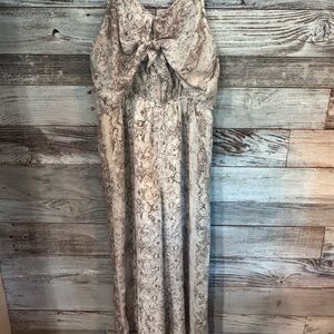 Mystree Snake Print Jumpsuit in Brown and Cream